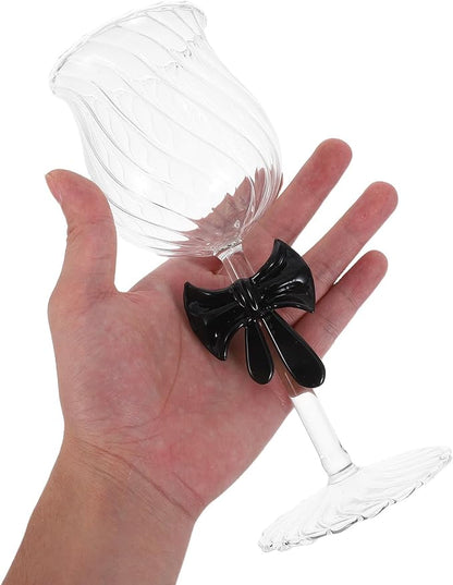 Ml Elegant Bow Wine Glasses for Valentine's Day Dinner and Weddings, Romantic Atmosphere Creator with Ornate Glass Design to Enhance Celebration Glassware Collection