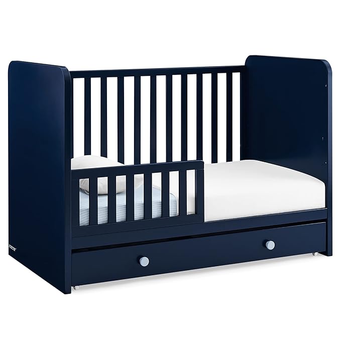 GAP babyGap Graham 4-in-1 Convertible Crib with Storage Drawer - Greenguard Gold Certified, Navy/Light Blue