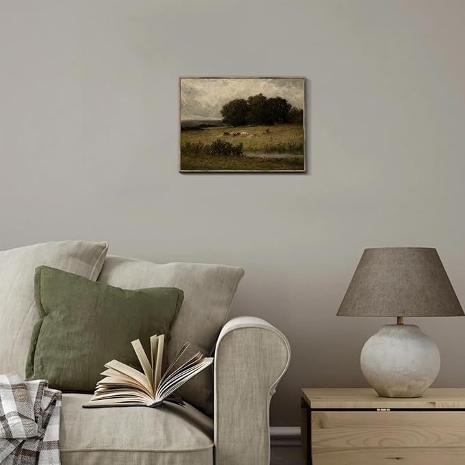 XOCUUI Unframed Canvas Wall Art Vintage Decor, Home Decor Vintage Landscape Oil Painting Canvas Wall Art Decorations for Living Room Kitchen Office Farmhouse Bathroom Decor, 8"x10"