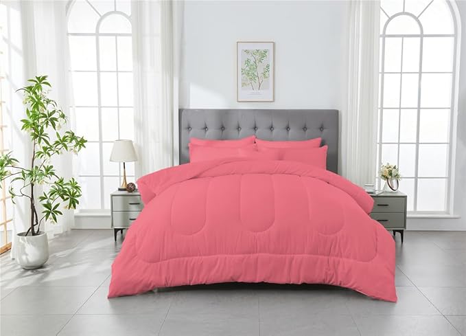3 Piece Solid Color All Season Bedding Comforter Set Microfiber Soft Lightweight Bedding Set for Kids Teens Adults Room Decor with 1 Comforter and 2 Pillowcases Twin