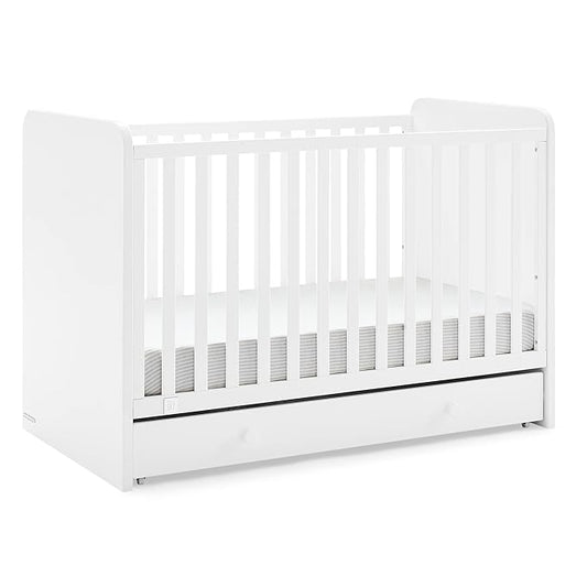 GAP babyGap Graham 4-in-1 Convertible Crib with Storage Drawer - Greenguard Gold Certified, Bianca White