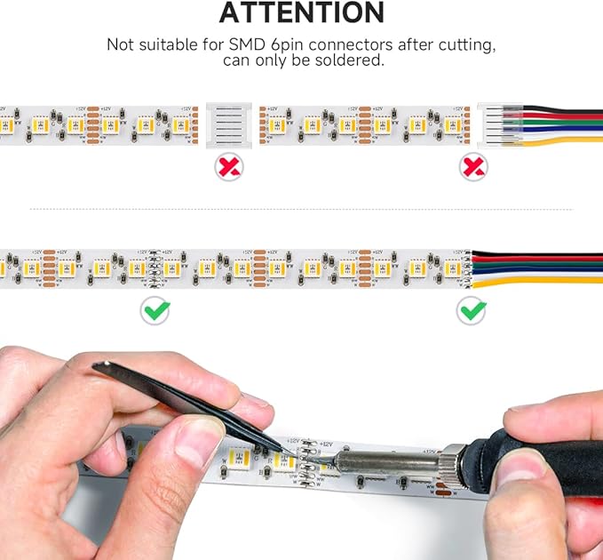 BTF-LIGHTING RGBCCT 5 Colors in 1 LED Tape Lights 5050SMD RGBWW RGB+Dimmable Color Temperature 2700K-6500K 16.4ft 96LED/m 480LED IP67 DC12V White PCB for Home Decoration(No Adapter or Controller)