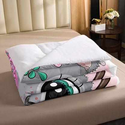 Erosebridal Cartoon Koala Comforter Set King Size, Cute Koala Bedding Set, Cherry Blossom Rose Quilted Duvet for Kids Baby Toddler, Nursery Quilt Set, Butterfly Branch Leaves Duvet Set