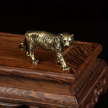 Vintage Solid Brass Big Tiger Figurine - Majestic Desk Decor for Collectors - Perfect Home or Office Accent(Big Tiger)