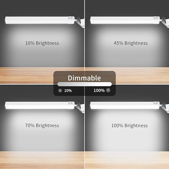 LED Desk Lamp, Architect Task Lamp, Metal Swing Arm Dimmable Drafting Table Lamp with Clamp (3 Color Modes, 10-Level Dimmer, Memory Function) Highly Adjustable Office, Craft, Workbench Light