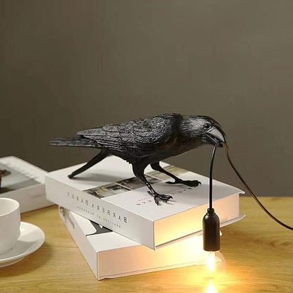 Raven Desk Lamp, Raven Lamp, Bird Lamp, Resin LED Bird Lamp for Bedroom/Office/Living Room/Farmhouse Art Deco with Plug