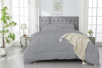 3 Piece Solid Color All Season Bedding Comforter Set Microfiber Soft Lightweight Bedding Set for Kids Teens Adults Room Decor with 1 Comforter and 2 Pillowcases Full