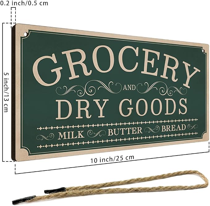 Pantry Sign Rustic Wall Art Print Wooden Signs Funny Home Decor Vintage Poster Retro Hanging Plaque for Farmhouse Kitchen Cafe Bar Grocery Coffee Corner 10x5 Inch (Green)