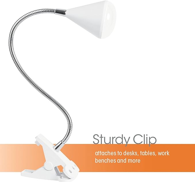 OttLite LED Cone Clip Lamp | Task Lamp, Desk Lamp | Sturdy Clip, Flexible Neck | Great for Home, Office, Work Space, Dorm