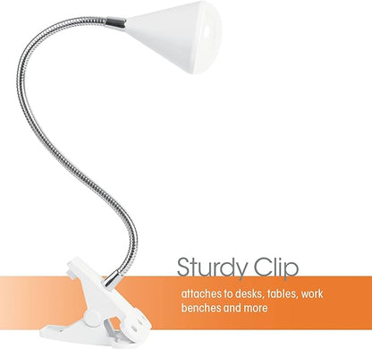 OttLite LED Cone Clip Lamp | Task Lamp, Desk Lamp | Sturdy Clip, Flexible Neck | Great for Home, Office, Work Space, Dorm