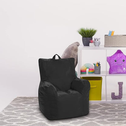 Posh Creations Bean Bag Structured Seat for Toddlers and Kids, Comfy Chair for Children, Pasadena, Black