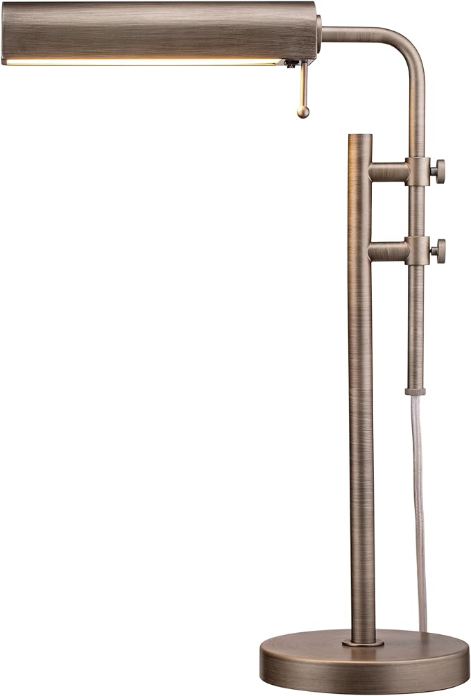 O'Bright Aurora LED Pharmacy Desk Lamp - Swing Arm, Industrial Design for Reading, Crafting, Work,10W LED, Adjustable Height 18.5-24.5 inches - Ideal for Living Room, Bedside, Office - Antique Nickel