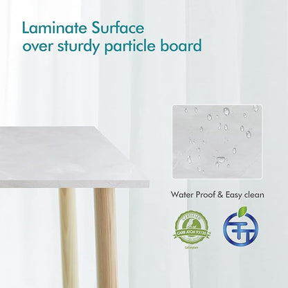Kaboon Universal Tabletop 55"x23.62", Solid One-Piece Melamine Table Top, Double Desk L-Desk DIY, Home and Office Countertop, White Rock