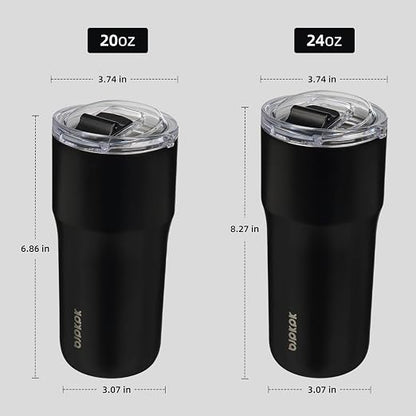 BJPKPK 20oz Spill Proof Coffee Tumbler, Insulated Stainless Steel Cup | Double Wall Vacuum, Leakproof Lid, Keeps Hot/Cold/Iced, BPA Free, Dishwasher Safe, Cupholder, Travel, Black