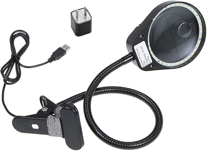 Tom-shine Magnifying Glass Lamp 3X 10X,Stepless Dimmable LED Magnifying Lamp with Dust Cover Metal Clamp,Adjustable LED Magnifier with Light and Stand for Crafts Reading Workbench Close Work