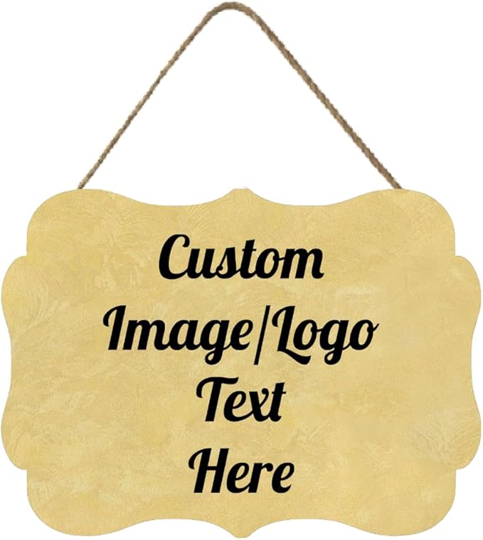 Personalized Wooden Welcome Sign Front Door Decor - Customized Image/Text Hanging Sign for Home Office - Farmhouse Decorations 11.2 * 8 Inch