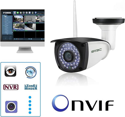 SV3C WiFi Camera Outdoor, 1080P ONVIF Conformance Two-Way Audio Security Camera, Motion Detection IP Cameras, Night Vision Surveillance Alarm Cam for Indoor Outdoor, Support Max 128GB SD Card Record
