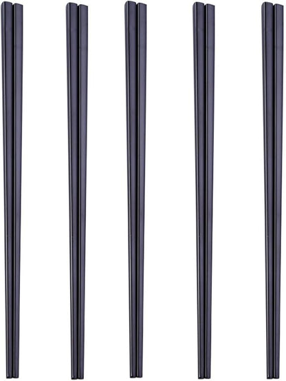 Stainless Steel Chopsticks,Reusable ,Dishwasher Safe , Easy to Use（5 PCS,black）