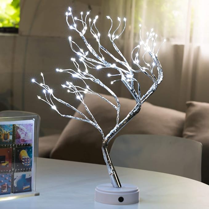 Bonsai Tree Light for Room Decor, Aesthetic Lamps for Living Room, Cute Night Light for House Decor, Good Ideas for Gifts, Home Decorations, Weddings, Christmas, Holidays and More (White, 108 LED)