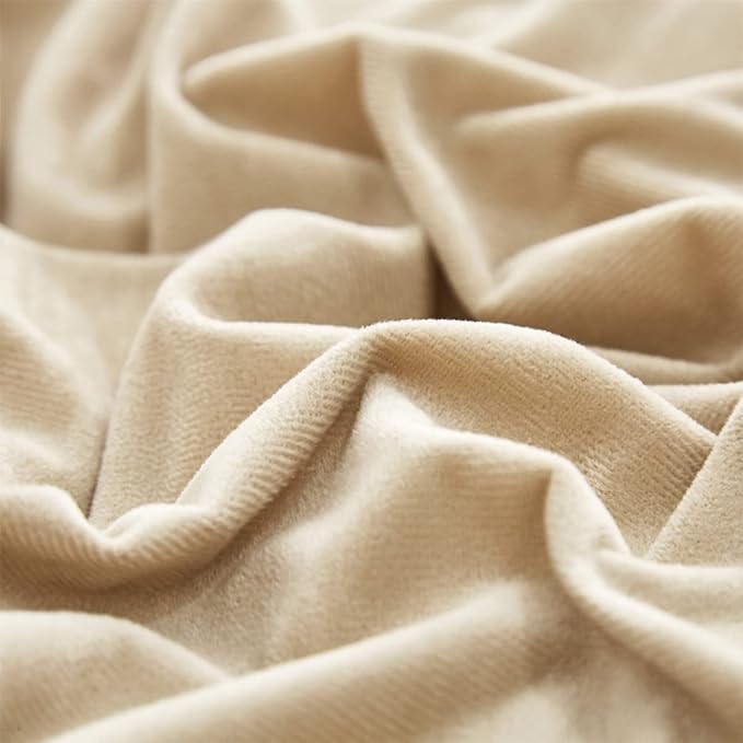 Wellboo Beige Velvet Comforter Sets King Solid Cream Coffee Fluffy Bedding Comforters Luxury Champagne Flannel Quilts Women Men Light Taupe Fuzzy Blankets Modern Minimalist Khaki Tan Sherpa Plush Bed