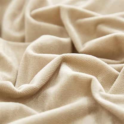 Wellboo Beige Velvet Comforter Sets King Solid Cream Coffee Fluffy Bedding Comforters Luxury Champagne Flannel Quilts Women Men Light Taupe Fuzzy Blankets Modern Minimalist Khaki Tan Sherpa Plush Bed