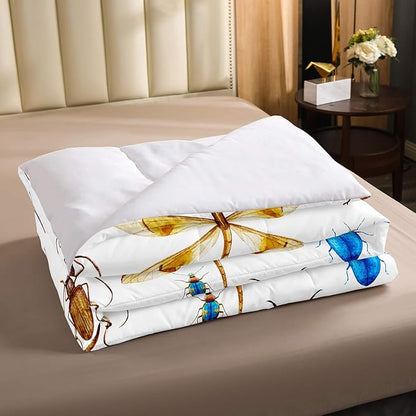 Erosebridal Kids Dragonfly Down Comforter Dragonfly Gifts for Women, Ladybug Insect Comforter Set Full Size for Children Boys Girls Teens, Reptile Pattern Bedding Comforters Colorful Duvet Insert