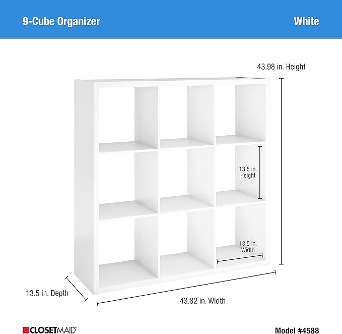 ClosetMaid 4588 Decorative Open Back 9-Cube Storage Organizer, White