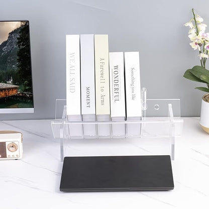 Sumerflos Acrylic Desktop Bookcase, Book Storage Organizer Bookshelves, Clear Mordern Tabletop Storage Rack for Office Home Shelf Display for Cd/Magazine/Book - Clear