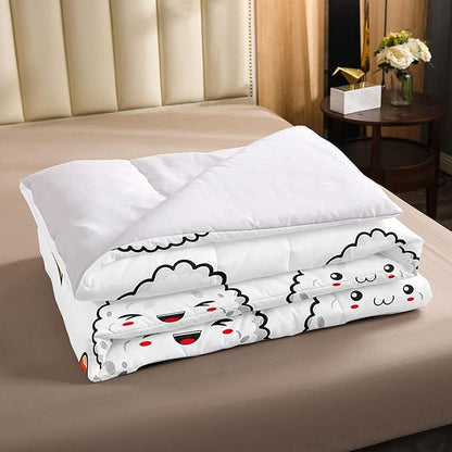 Erosebridal Kawaii Sushi Pattern Comforter Set King, Japanese Style Down Comforter, Food Theme Quilted Duvet for Kids Boys Girls Teens, Cute Cartoon Japanese Sushi Quilt Set Room Decorative