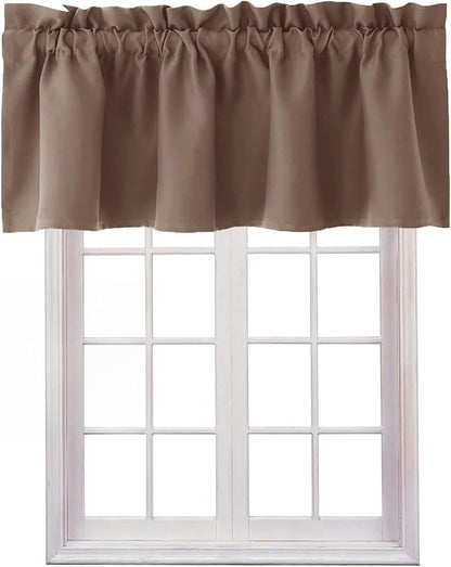 Hiasan Valance Curtains for Kitchen Blackout Thermal Insulated Solid Window Curtain Valance, Cappuccino, 42 x 12 Inches, 1 Panel