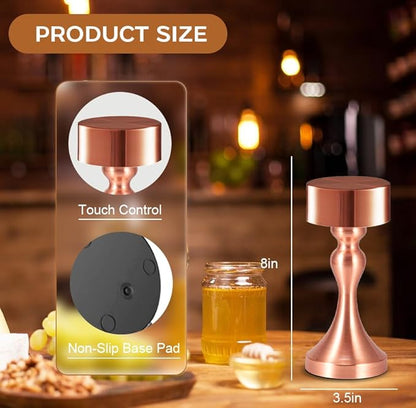 Portable Metal Desk Lamp, Cordless Metal LED Table Lamp,3 Color Touch Control Rechargeable Lamp,3-Levels Brightness Room Decor Desk Lamp,Bedside Lamp,Dining Room Lamp (Rose Gold)