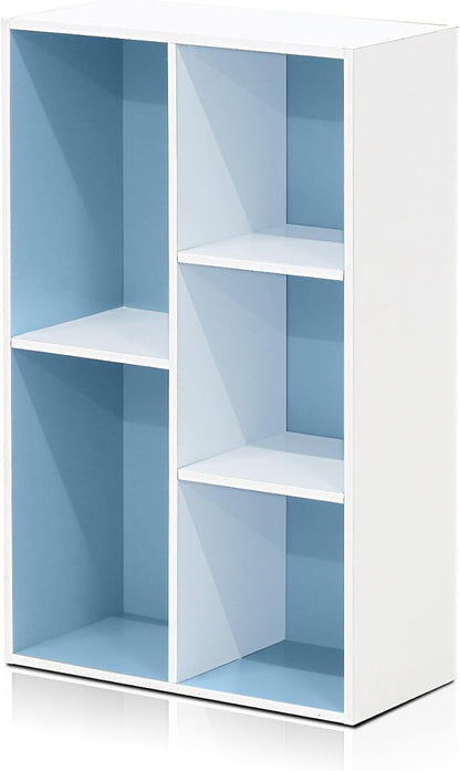 Furinno 5-Cube Reversible Open Shelf, White/Light Blue 11069WH/LBL