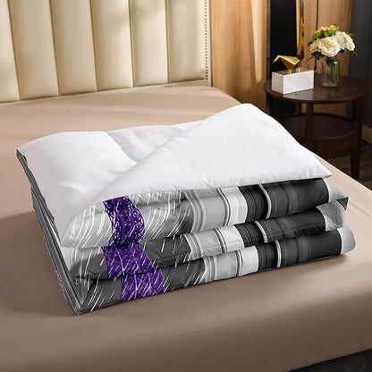 Erosebridal Purple Eiffel Tower Comforter Set Twin,Vintage France Paris Bedding Set for Girls Boys Teens Women Retro City Building Down Comforter Romantic Rainy Day Quilt Pillow Case Bedroom Decor