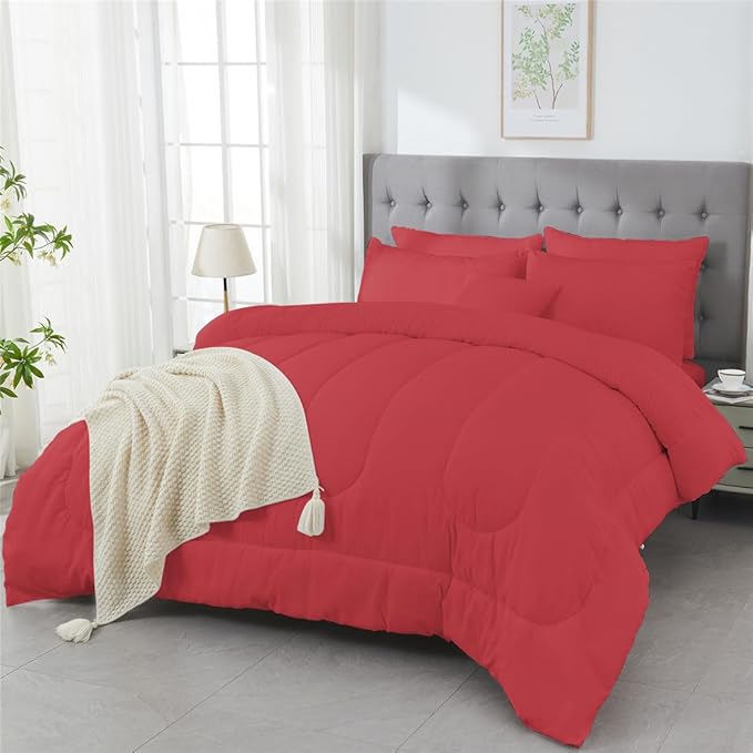 3 Piece Solid Color All Season Bedding Comforter Set Microfiber Soft Lightweight Bedding Set for Kids Teens Adults Room Decor with 1 Comforter and 2 Pillowcases Twin