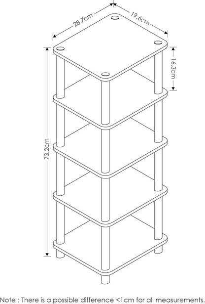 FURINNO Turn-N-Tube LACi 4-Bins System Rack, French Oak Grey/Black