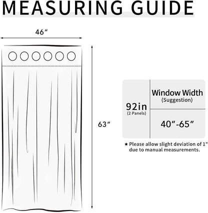 Easy-Going Blackout Curtains for Bedroom, Solid Thermal Insulated Grommet and Noise Reduction Window Drapes, Room Darkening Curtains for Living Room, 2 Panels(46x63 in, Greyish White)