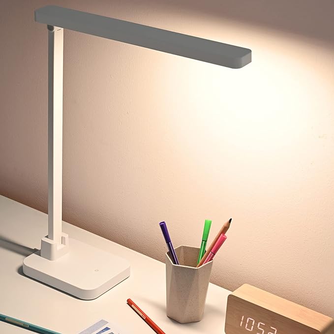 LED Desk Lamp, Dimmable Desk Light Touch Control with 4 Brightness Level, Eye Caring Reading Lamp, Desk Lamps for Home Office, Foldable Table Lamp for Study Dorm School students college Gifts