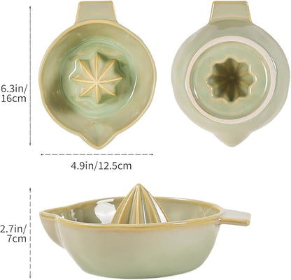 Ceramic Lemon Juicer Reamer Manual Citrus Lime Hand Squeezer Bowl Handheld | with Handle and Pour Spout, Easy to Use and Clean, Dishwasher Safe