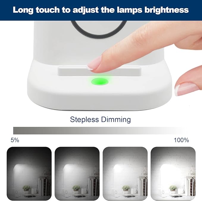 LED Desk Lamp with Wireless Charger and Organizer,Home Office Touch Reading Lamp with Pen Holder/Storage,Stepless Dimming 3 Color Modes,360°Flexible Gooseneck Eye Caring Desk Light-Study/College Dorm