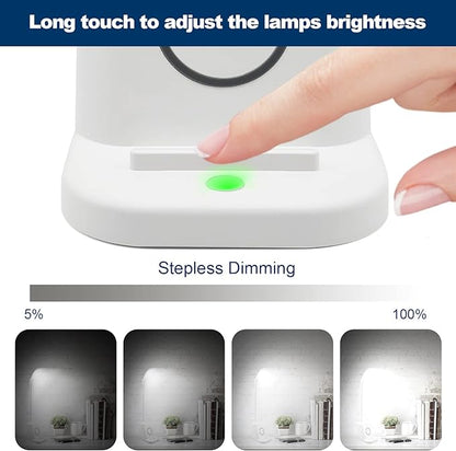 LED Desk Lamp with Wireless Charger and Organizer,Home Office Touch Reading Lamp with Pen Holder/Storage,Stepless Dimming 3 Color Modes,360°Flexible Gooseneck Eye Caring Desk Light-Study/College Dorm