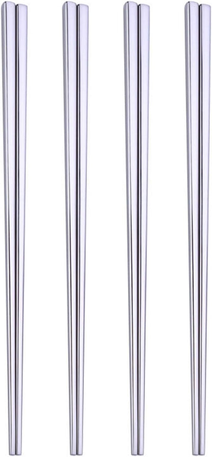 Stainless Steel Chopsticks,Reusable ,Dishwasher Safe , Easy to Use（4 PCS,silver）