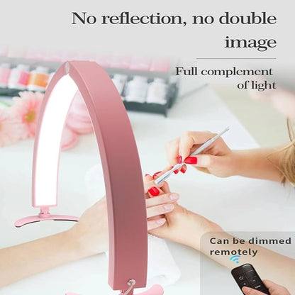 Yoidesu Half Moon Nail Desk Lamp, 27.5inch 3200K to 5600K Dimmable LED Lash Light 40W 320LED 2000LM Beauty Light for Skincare Eyebrows Nail Art Tattoo Facial Spa, Adjust Brightness
