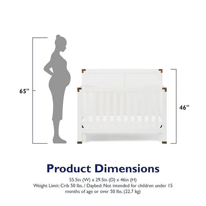 Baby Relax Miles 5-in-1 Convertible Crib, Nursery Furniture, Classic White