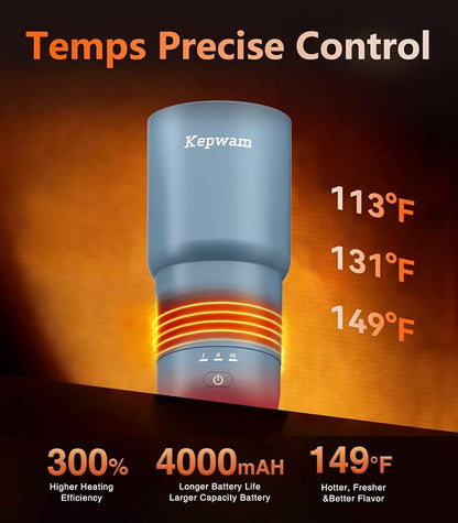 Kepwam Heated Coffee Mug Rechargeable T3, 20oz Self-Heating Travel Mug for Coffee with 1℉ Precise Temperature Control & App, Portable Cup Warmer for Outdoor & Car (Fits Cup Holders)