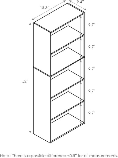 Furinno Luder Bookcase / Book / Storage , 5-Tier, White / Light Blue