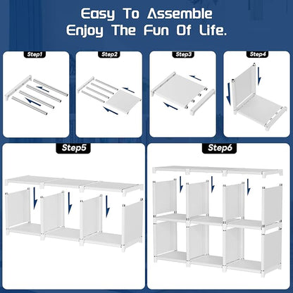 Mavivegue Bookshelf,15 Cube Storage Organizer,Book Shelf Organizer,Tall Bookcase Shelf,Book Cases/Shelves,Cubbies Closet Storage Organizer Shelves for Bedroom,Living Room,Home,Office-White