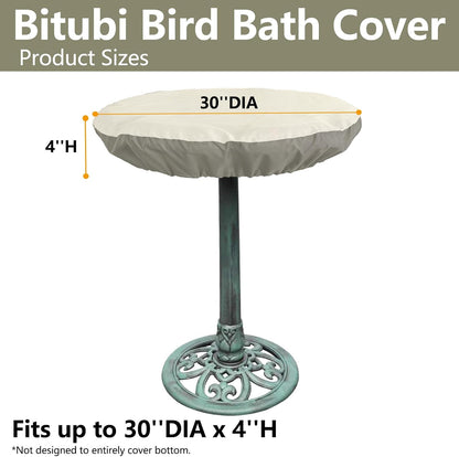 Bitubi Bird Bath Cover for 24" to 30" Diameter Bowl,Heavy Duty Waterproof 600D Oxford Cloth Garden Bird Bath Protective Cover with Elastic Hem Cord