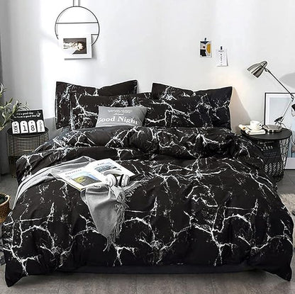 Black Comforter Set Boys Black Marble Bedding Set Twin Men Black Marble Blanket Lightweight Soft Teen Boy Girls Black Marble Quilt Set 3 PCs Bed Comforter Set Breathable Black Bedding Set