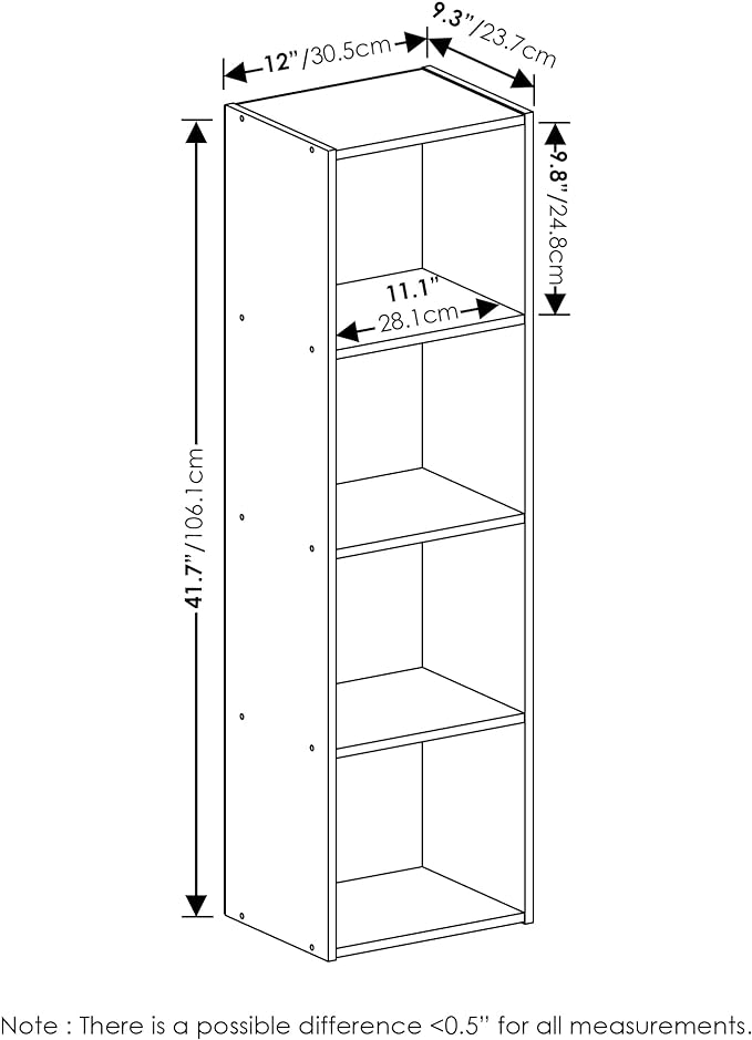 Furinno Luder Bookcase / Book / Storage, 4-Tier Cube, Green/White