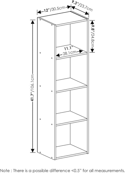 Furinno Luder Bookcase / Book / Storage, 4-Tier Cube,White